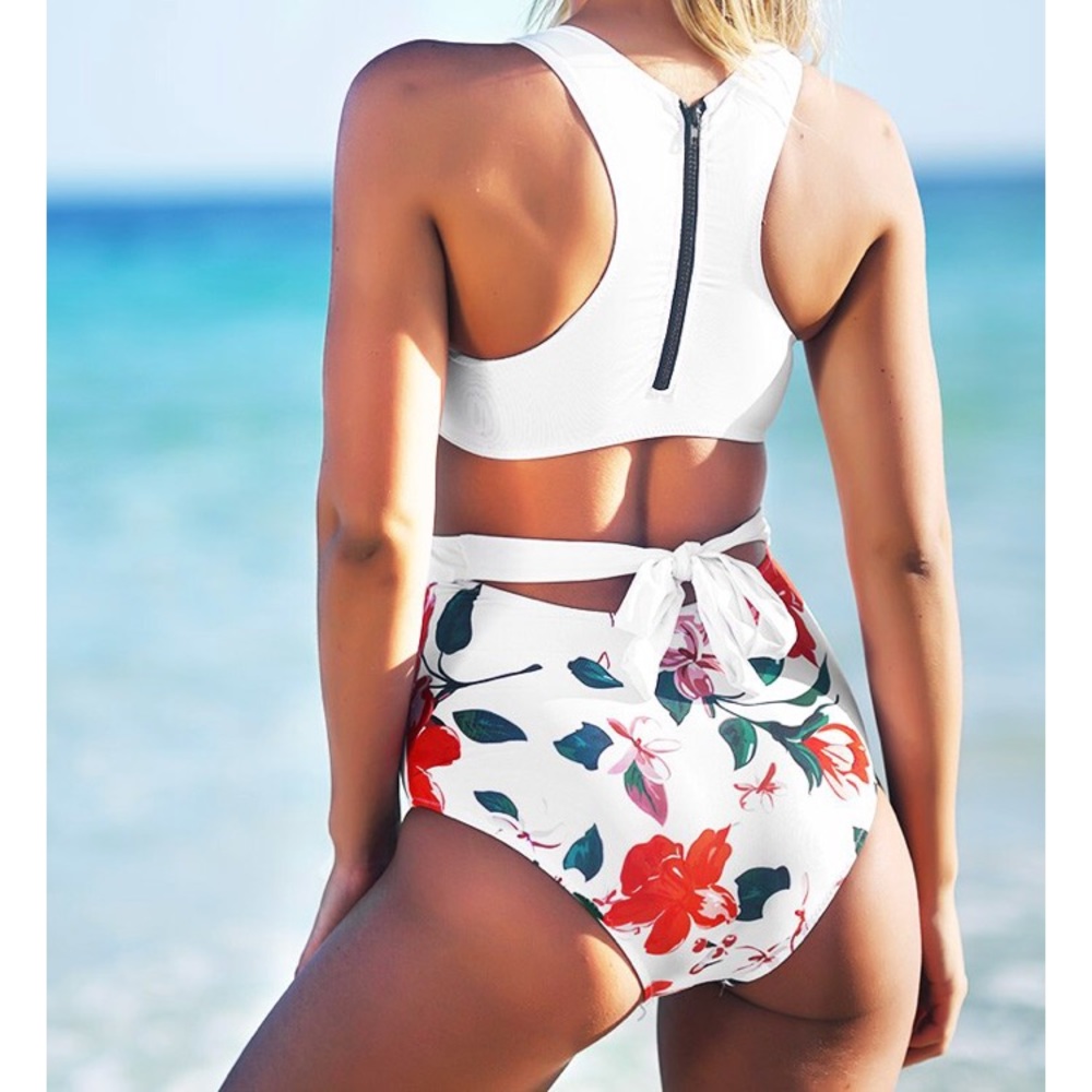 Cupshe floral/ white one piece swimsuit NWT